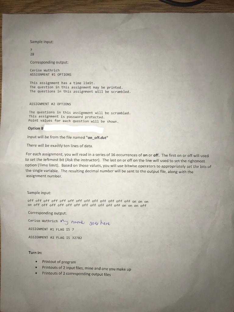 of this program is to utilize Bitwise operators to appropriately set the