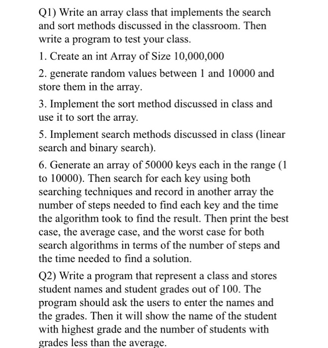  use java languge ps. don't use array class just solve the