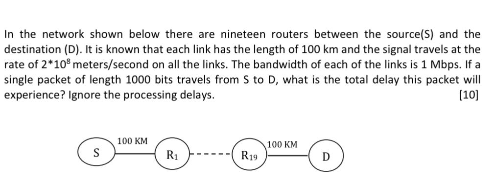 In the network shown below there are nineteen routers between the