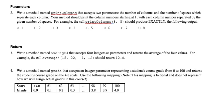  This is for Java. Parameters 2. Write a method named print