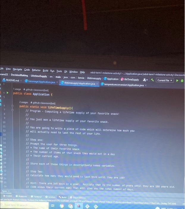  stuck on what to do for this java code and how