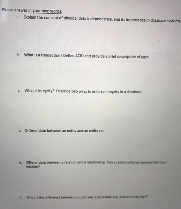  Please answer in your own words a. Explain the concept of