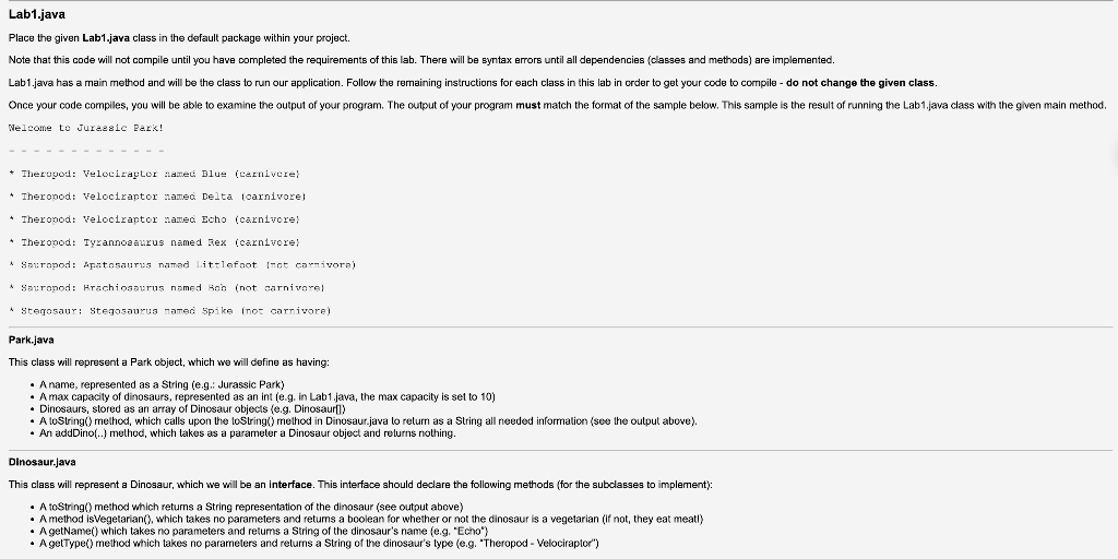 to plan each of the different types of dinosaurs the park contains
