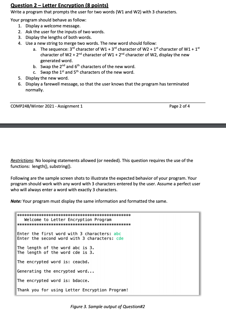  With basic java Question 2 - Letter Encryption (8 points) Write