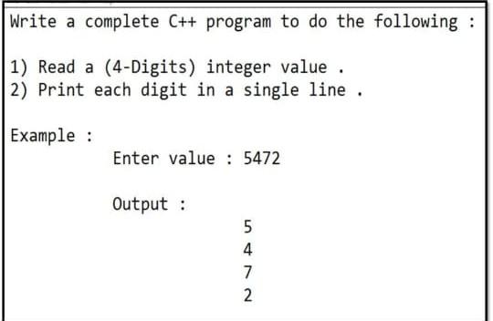 Write a complete C++ program to do the following: 1) Read