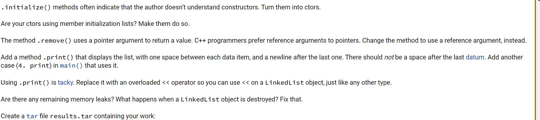 Help with c++ #include "ll.h" #include void LinkedList::Link::initialize(unsigned uiData, Link *pNext) {