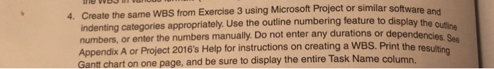 Chapter 5 exercise 4 from Information Technology Project Management Edition 8 book.