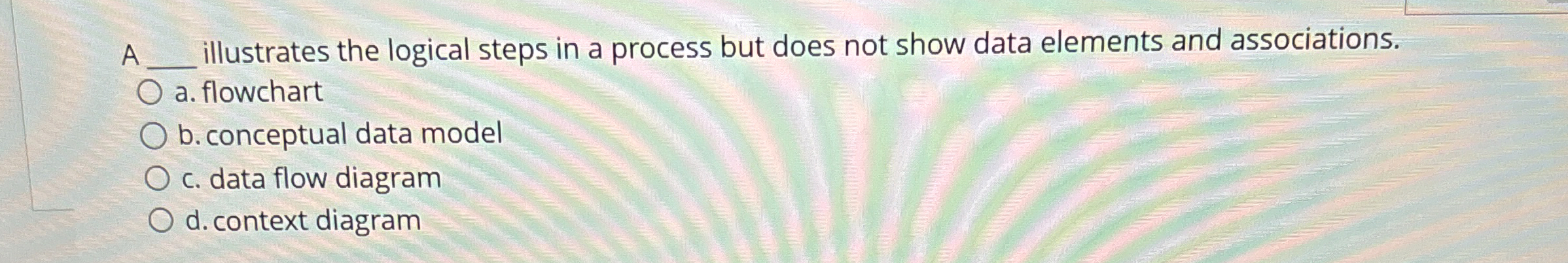  A q, illustrates the logical steps in a process but does