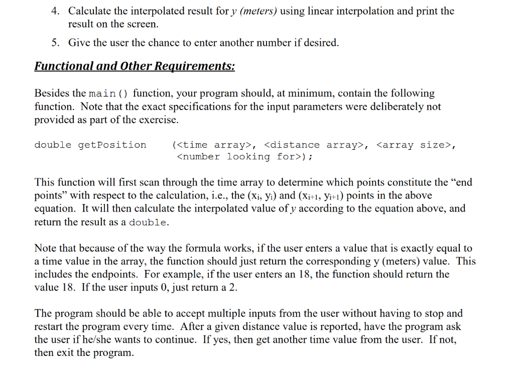use the same data set we used in the linear interpolation problem