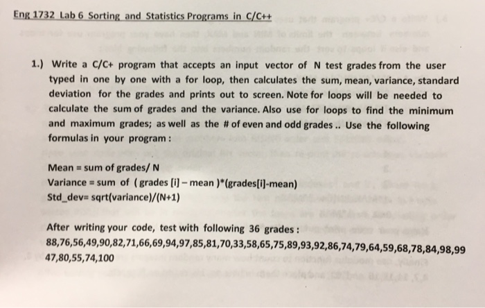  Write a C/C+ program that accepts an input vector of N