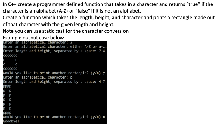  In C++ create a programmer defined function that takes in a