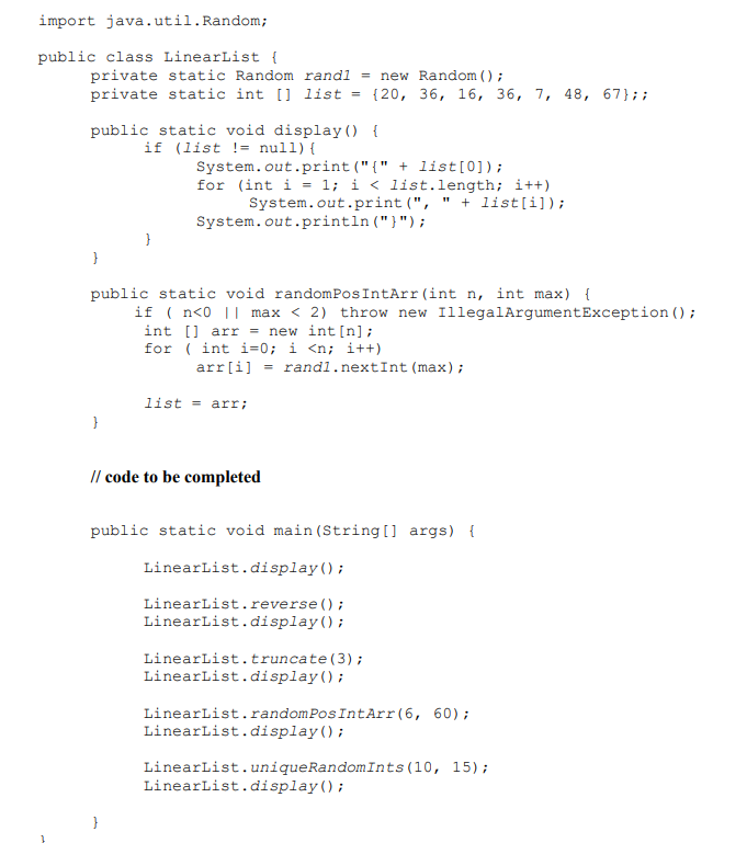 (a) Linear list can be implemented by an array. Add the
