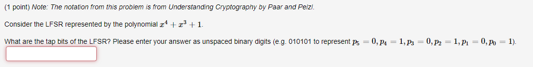 (1 point) Note: The notation from this problem is from Understanding