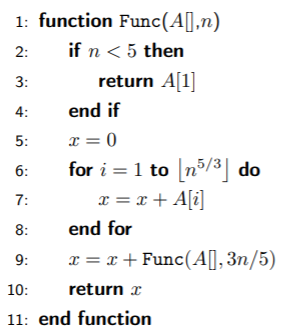 Write a recurrence relation describing the WORST CASE running time of each