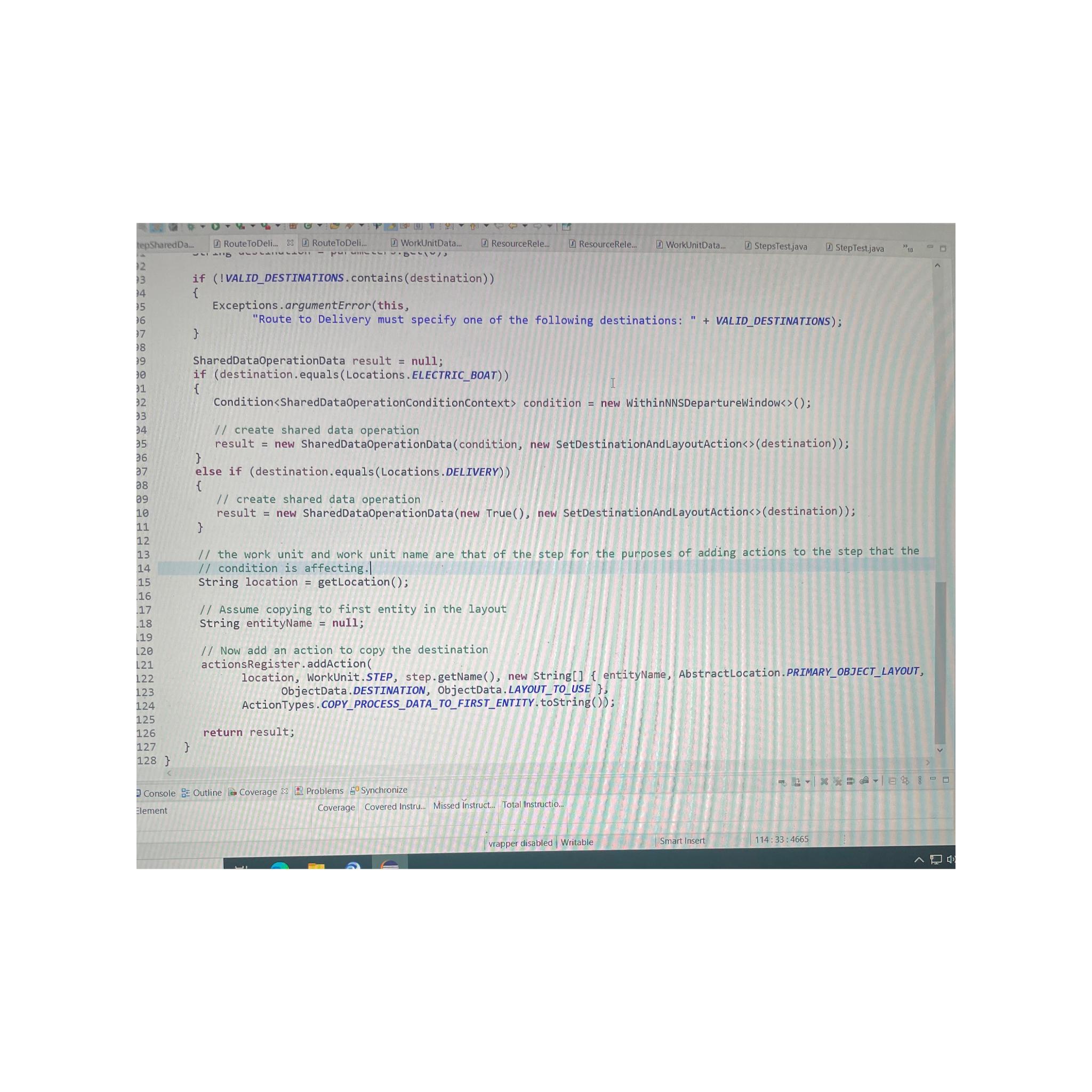  Need a junite test for the code. If (!VALID_DESTINATIONS.contains(destination)) { Exceptions