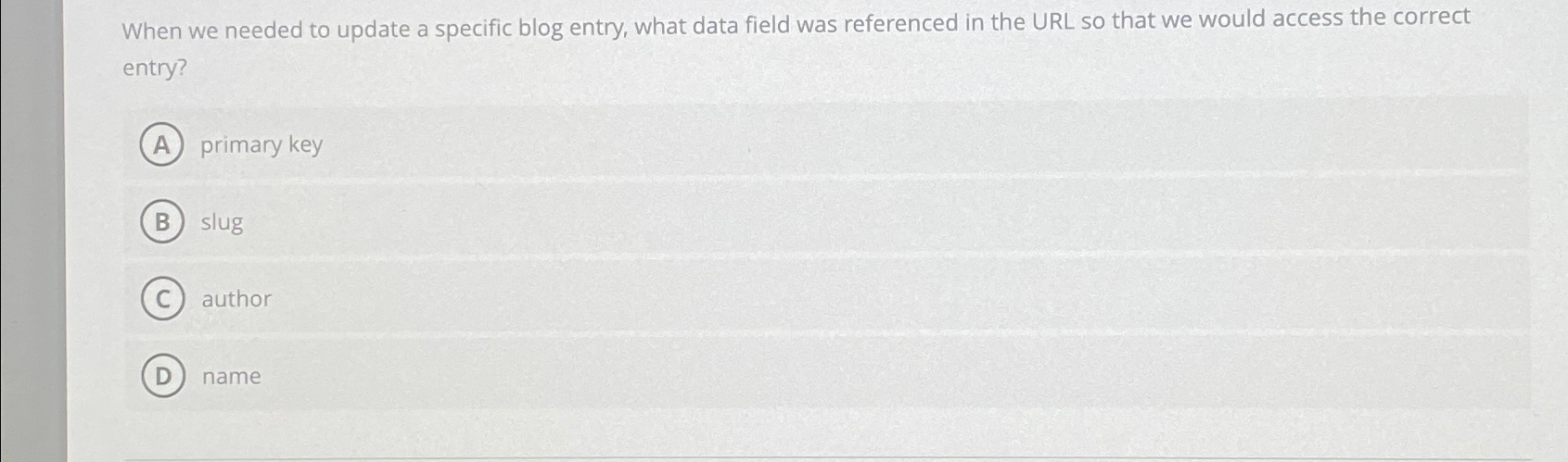 When we needed to update a specific blog entry, what data