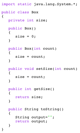 show below. Files Needed Box.java BoxRunner.java Sample Data: Sample Output algorithm help