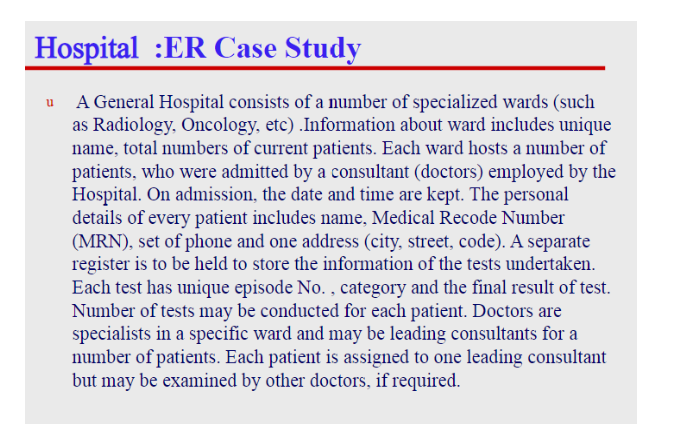 create relational schema and ERD for this case study Hospital :ER
