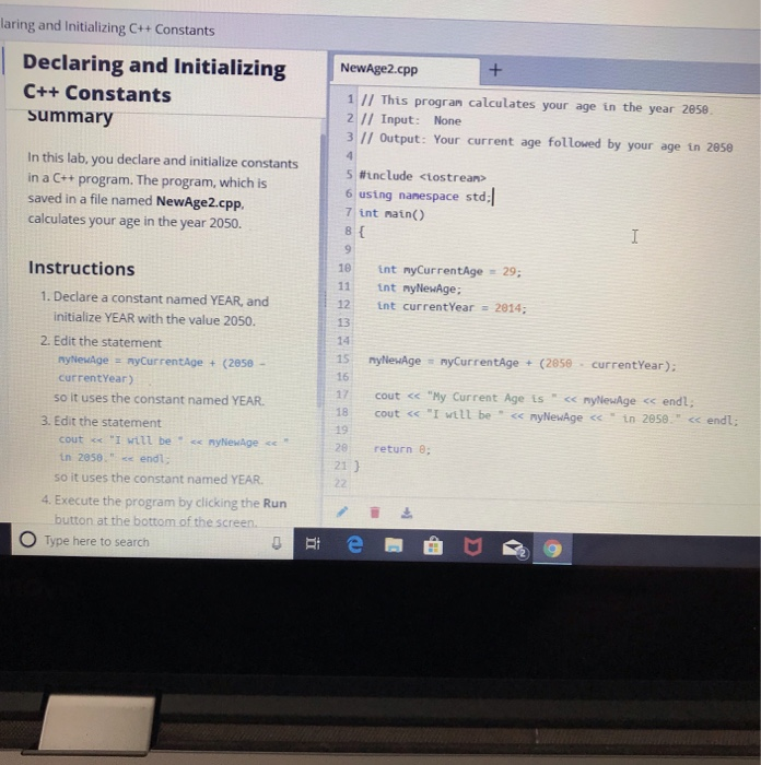  laring and Initializing C++ Constants Declaring and Initializing C++ Constants summary