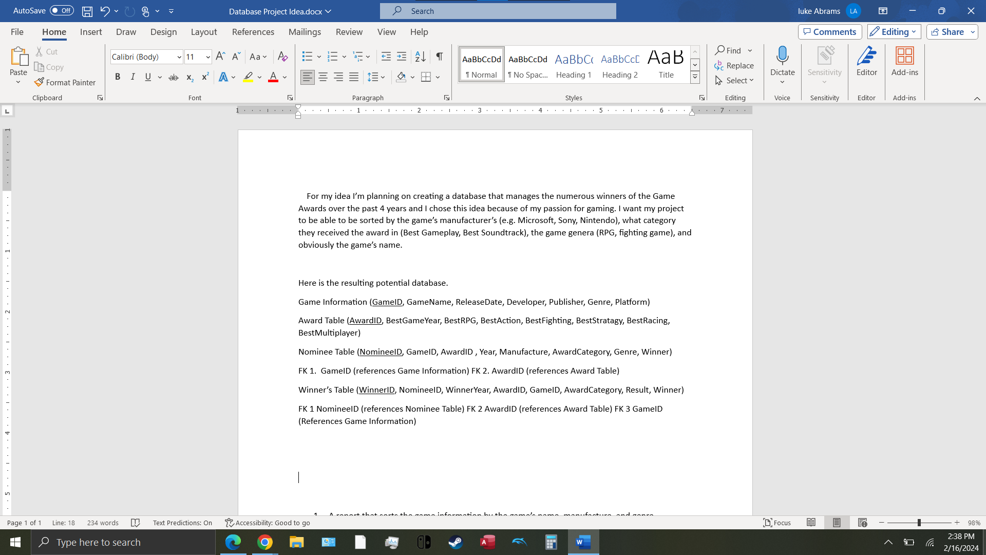 Please help me with a micorosft access Database assignment. I'm supposed