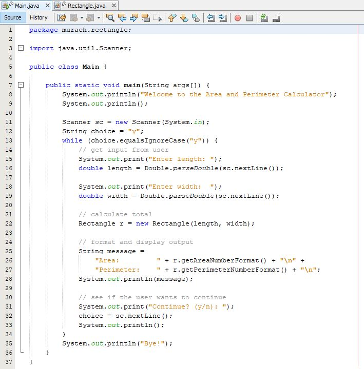 Java: In this exercise, youll modify the Area and Perimeter application so