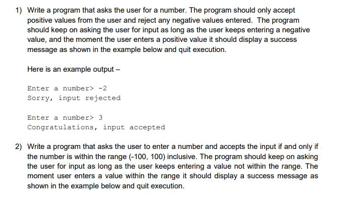 Must be done in python and using linux mint 1) Write a