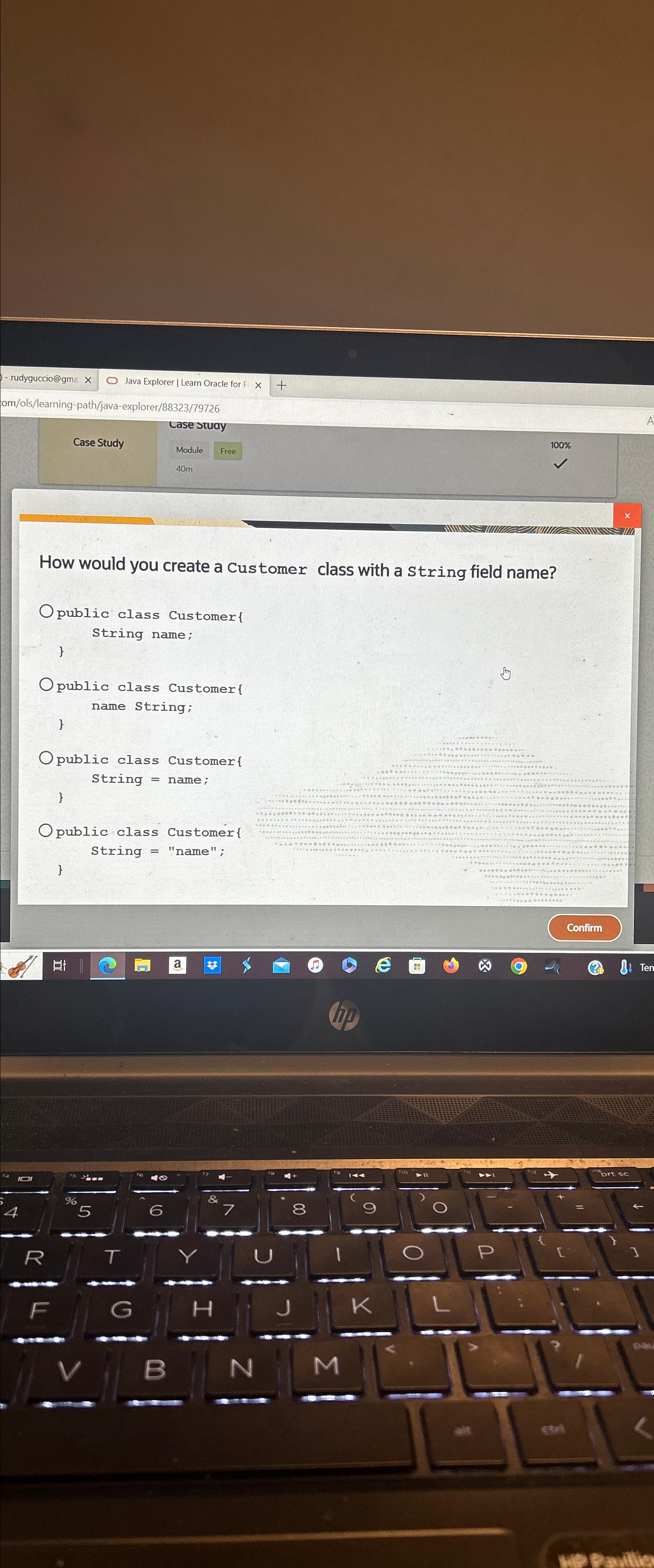 How would you create a Customer class with a string field