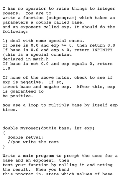  please write this program in C C has no operator to