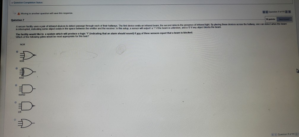  Quon Completion Status: Moving to another question will save this response