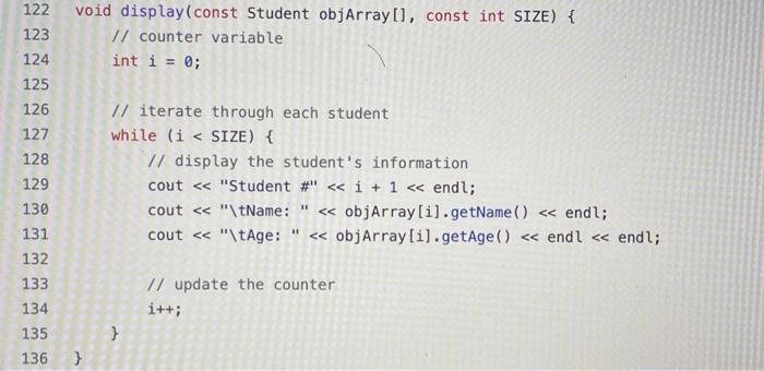 it display the message Student object created!. For the destructor, make it