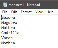 consists of a single monster's name. It might look like this: In