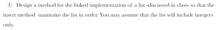 USING PYTHON 3) Design a method for the linked implementation of a