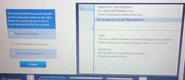  You have received the email request. on the computer screen to