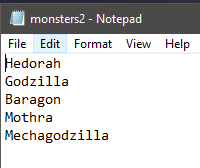 general, the monster names could be anything, but two names are of