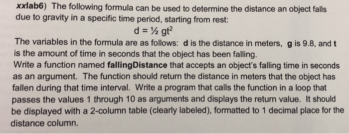  Write a Python program for this problem. xxlab6) The following formula