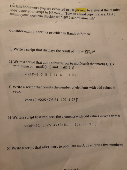  Please help me how to write the script in MATLAB For