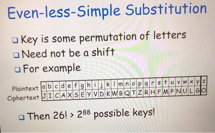 Consider the "Even-Less-Simple-Substitution" cipher. Write a program (using a programming language of