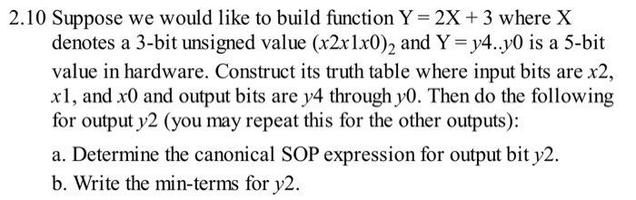  2.10 Suppose we would like to build function Y 2X +3