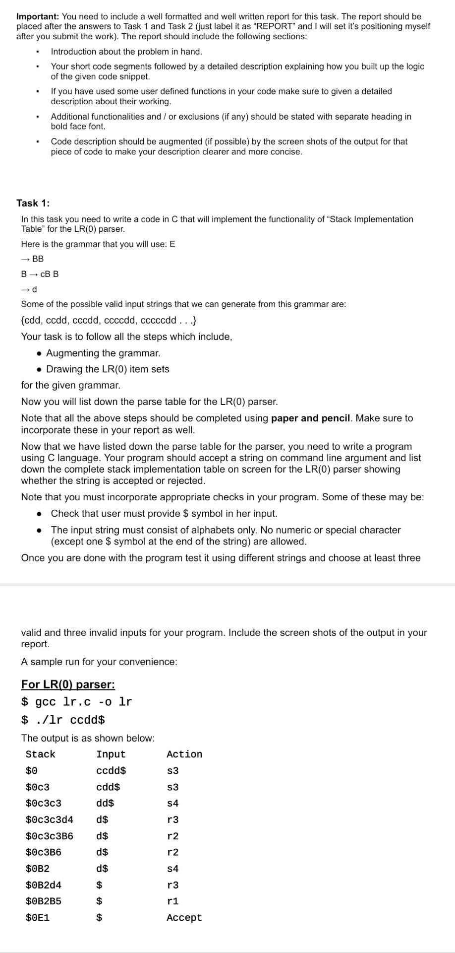 This is a COMPILER CONSTRUCTION related task (as well as C