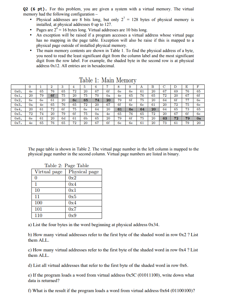  2 (6 pt). For this problem, you are given a system