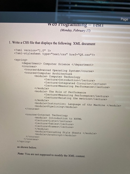 write a cas file that displays the following xml document. should look