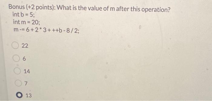 What is the right answer for this question? (java) Bonus ( +2