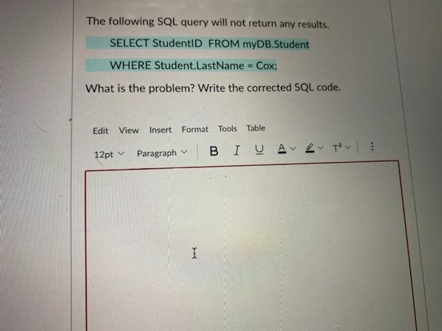 102 103 Last Name Smith Cox Burke myDB.Student FirstName Year Jack 2019