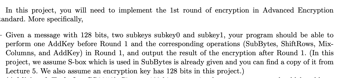 In this project, you will need to implement the 1st round