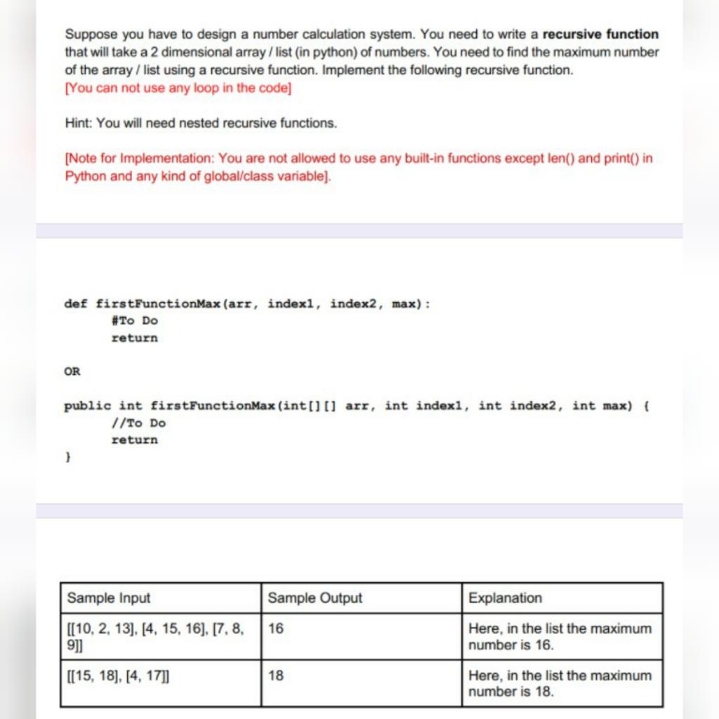 I want answer in python without using built-in function as mentioned in