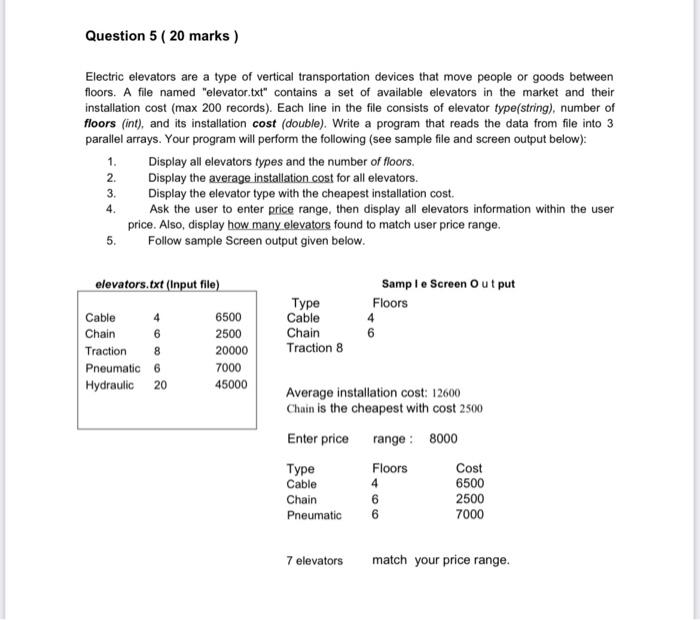 Please solve within 30min using C++ . Question 5 ( 20 marks)