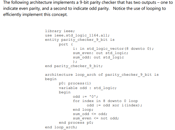 Write a test bench for the 9-bit parity checker, the test bench
