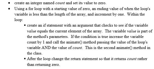 setValues(), and the second one is called countFrequency(). Here are the instructions