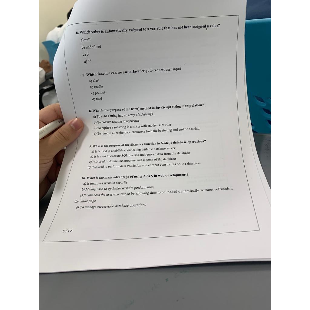  Which value is automatically assigned to a variable that has not