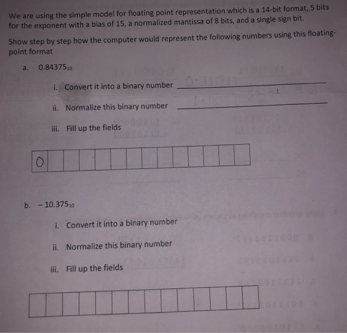  We are using the simple model for floating point representation which